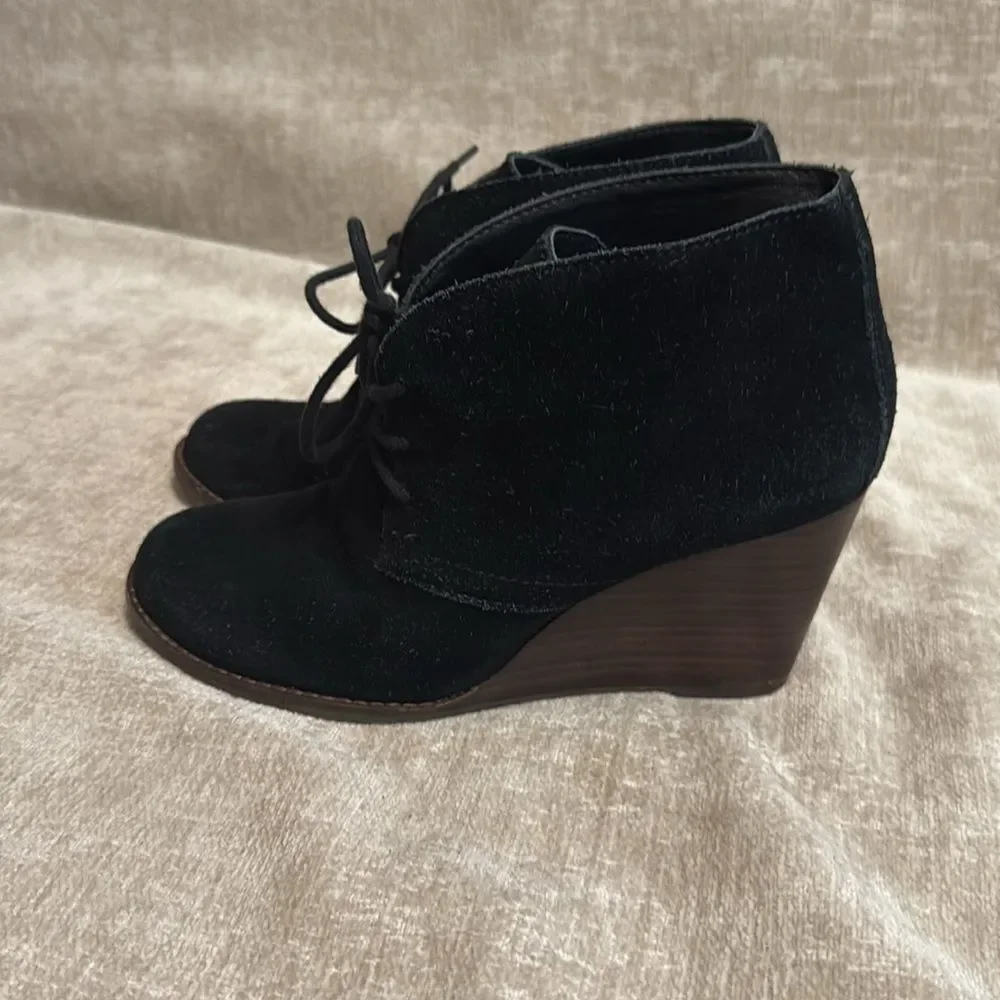 Lucky Brand Black Wedge Booties